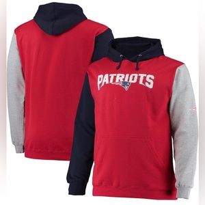 Authentic NFL New England Patriots Pullover Hoodie Men’s Big & Tall Navy/Red NEW